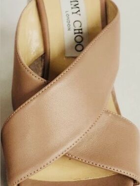 Authentic Jimmy Choo Dovina Ballet Pink Criss Cross Woven Wedge